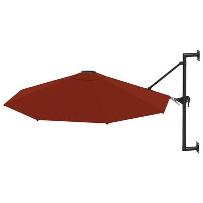 vidaXL Väggmonterat parasoll med metallstång 300 cm terrakotta