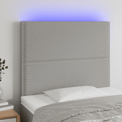vidaXL Sänggavel LED ljusgrå 90x5x118/128 cm tyg