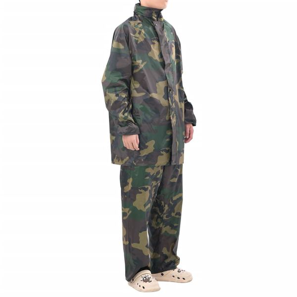 Regnställ med Huva Herrar Tvådelat Camouflage L