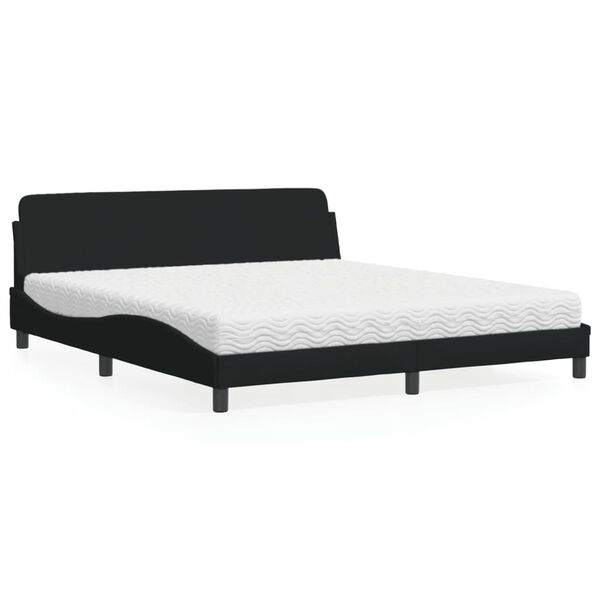 vidaXL Bed with Mattress "Dover" Black 180x200 cm Fabric