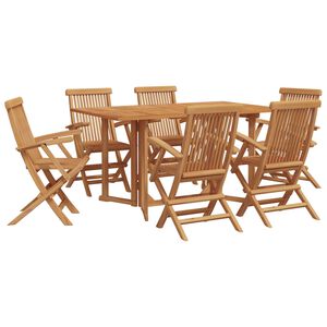 vidaXL Tr&auml;dg&aring;rdsm&ouml;belset 7 pcs Brun 150 x 90 x 75 cm Massivt teaktr&auml;
