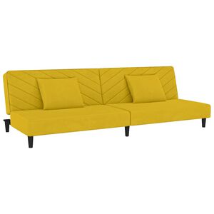 vidaXL B&auml;ddsoffa 2-sits med tv&aring; kuddar gul sammet