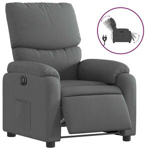 vidaXL Elektrisk reclinerf&aring;t&ouml;lj m&ouml;rkgr&aring; tyg