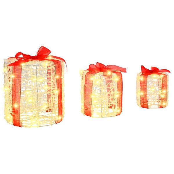 vidaXL Dekor av G&aring;va Box 3 pcs Varmvit 20 x 20 x 21 cm Akryl