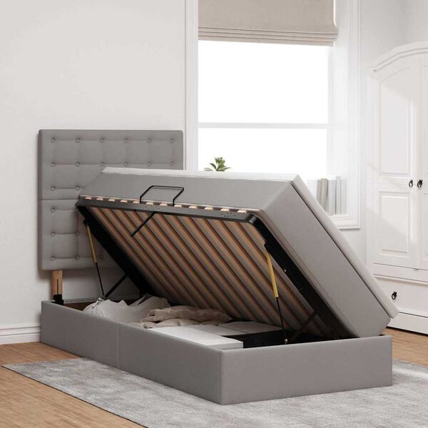 vidaXL F&ouml;rvaringss&auml;ng med madrass Taupe 90 x 200 cm Polyester