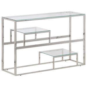 vidaXL Konsolbord silver rostfritt st&aring;l och h&auml;rdat glas