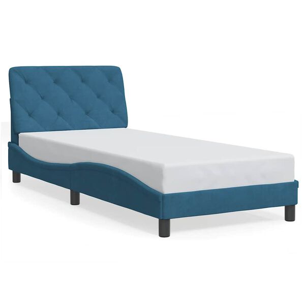 vidaXL Bed Frame without Mattress Blue 90x200 cm Velvet