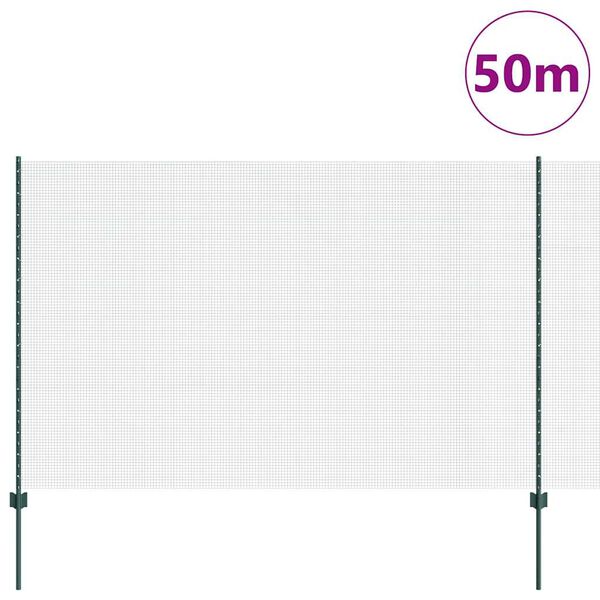 vidaXL Stängsel med stolpe Grön 1,5 x 50 m Stål och PVC