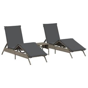 vidaXL Sols&auml;ngar 2 st med bord gr&aring; konstrotting
