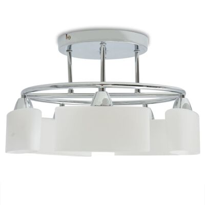 vidaXL Taklampa med ovala glasskärmar för 5 E14-lampor 200 W