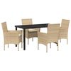 vidaXL Tr&auml;dg&aring;rdsm&ouml;belset med kudde 5 pcs Beige konstrotting