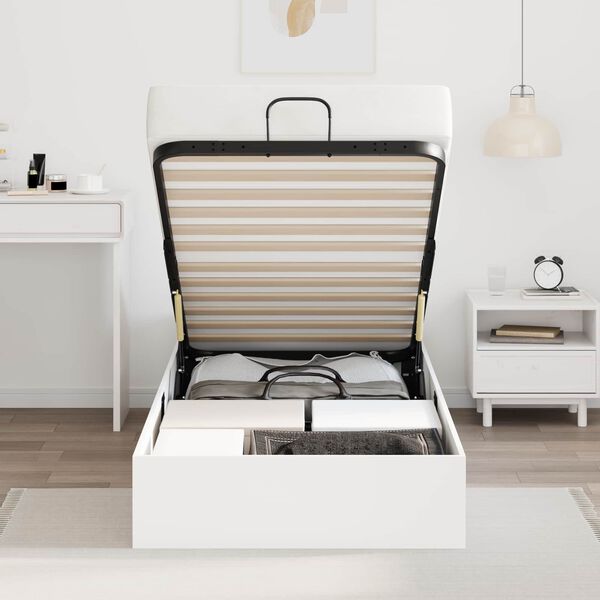 vidaXL Ottoman S&auml;ngram med lagring Vit 193 x 120 x 25 cm Sp&aring;nskiva