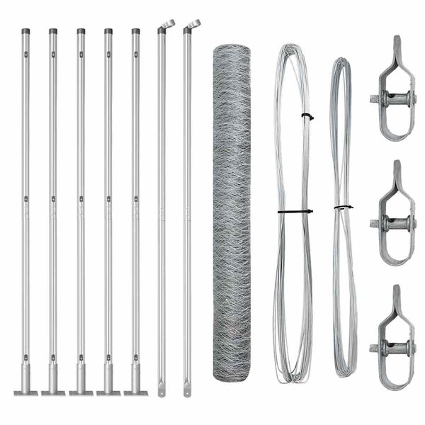 vidaXL Stängselstolpe Silver 10 x 0,8 m (36 mm nät) Stål