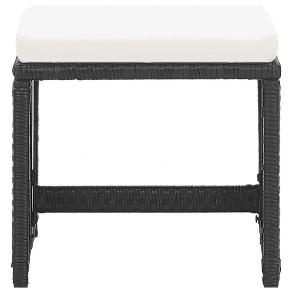 vidaXL Trädgårdspallar 2 st med dynor konstrotting svart