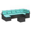 vidaXL Tr&auml;dg&aring;rdsoffset med kudde 8 pcs Svart Poly rattan