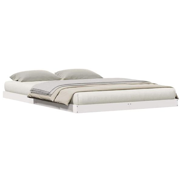 vidaXL Sängram Vit 213.5 x 104 x 9 cm Massiv furu