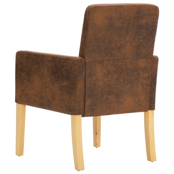 vidaXL Matstolar 2 st brun konstmocka