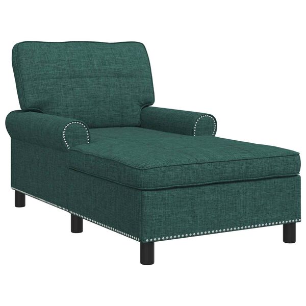 vidaXL Chaise Lounge med kudde Mörkgrön 91 x 157 x 91 cm tyg
