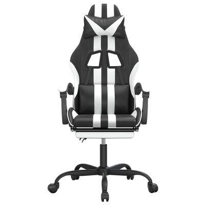 vidaXL Snurrbar gamingstol med fotstöd svart och vit konstläder