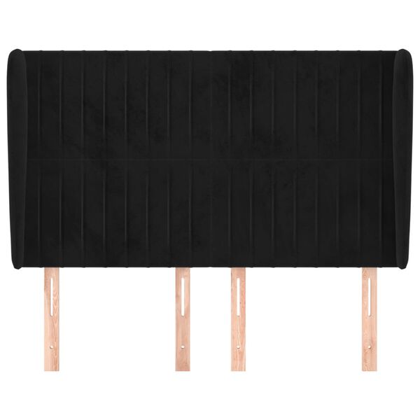 vidaXL S&auml;nggavel med kanter svart 147x23x118/128 cm sammet