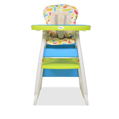 vidaXL 3-i-1 Konvertibel barnstol med bord blå och grön
