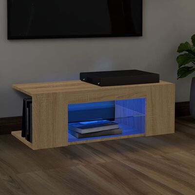 vidaXL TV-bänk med LED-belysning sonoma-ek 90x39x30 cm