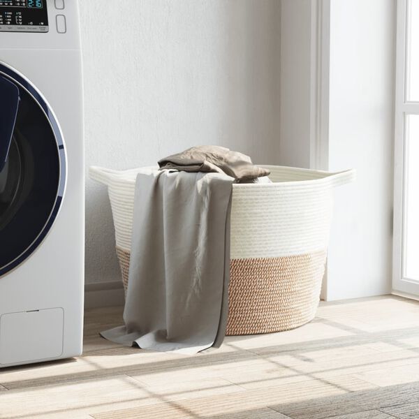 vidaXL Tv&auml;ttkorg brun och vit &Oslash;60x36 cm bomull