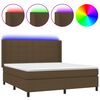 vidaXL Rams&auml;ng med madrass & LED m&ouml;rkbrun 160x200 cm tyg