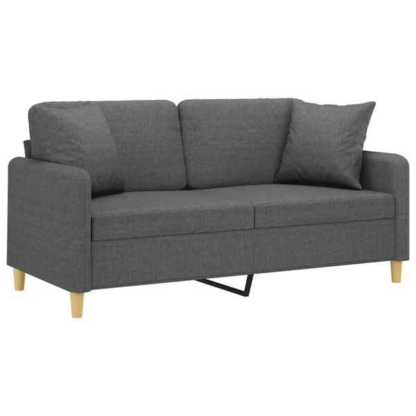 vidaXL 2-sits soffa med prydnadskuddar m&ouml;rkgr&aring; 140 cm tyg