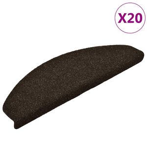 vidaXL Trappmattor sj&auml;lvh&auml;ftande 20 st 65x21x4 cm m&ouml;rkbruna halvrunda stora