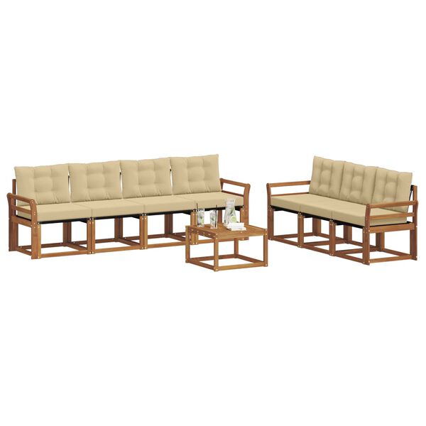 vidaXL Utomhussoffset med kudde 8 pcs Naturlig och Beige