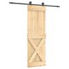 vidaXL Skjutd&ouml;rr Naturlig och svart 70 x 210 cm Massiv furutr&auml;d&ouml;rr