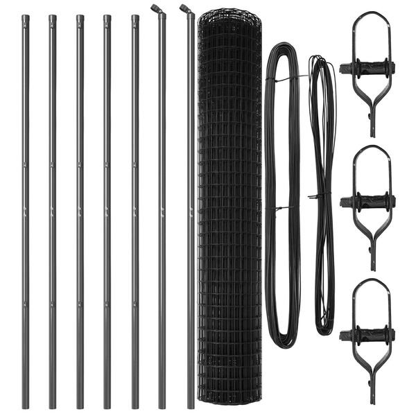 vidaXL St&auml;ngsel med stolpe Gr&aring; 1,5 x 10 m St&aring;l