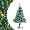 vidaXL Konstgjord Julgran Sn&ouml;flockad med LED Ljus Gr&ouml;n och Vit 150 cm