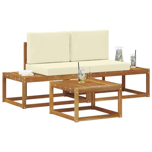 vidaXL Utomhussoffset 3 pcs Naturf&auml;rg Massivt akaciatr&auml; och polyester