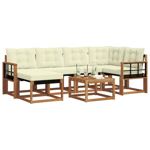 vidaXL Utomhussoffset med kudde 7 pcs Naturlig och Gr&auml;dde