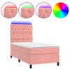 vidaXL Rams&auml;ng med madrass rosa & LED 90x200 cm sammet