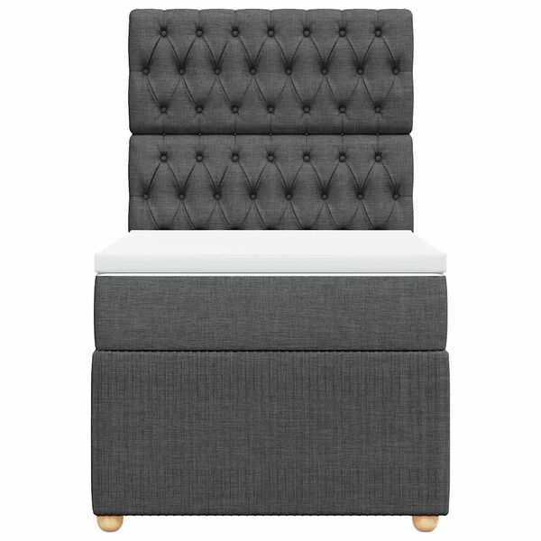 vidaXL Rams&auml;ng med madrass m&ouml;rkgr&aring; 100x200 cm tyg