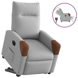vidaXL Elektrisk reclinerf&aring;t&ouml;lj med uppresningshj&auml;lp molngr&aring; tyg