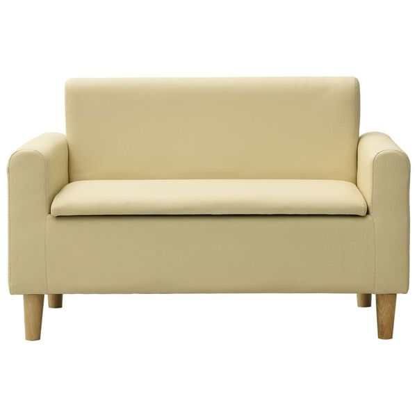 vidaXL Barnsoffa 2-sits gr&auml;ddvit konstl&auml;der