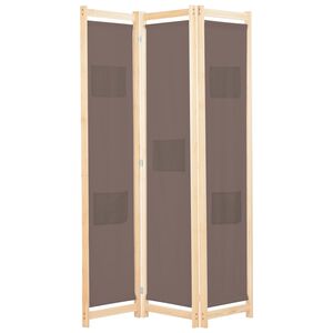 vidaXL Rumsavdelare 3 paneler 120x170x4 cm brun tyg