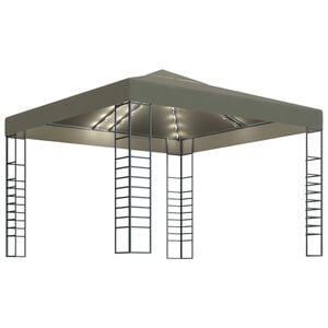 vidaXL Paviljong med ljusslinga LED 3x3 m taupe