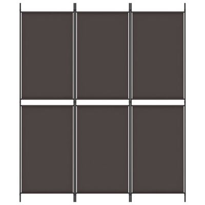 vidaXL Rumsavdelare 3 paneler brun 150x180 cm tyg