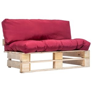 vidaXL Pallsoffa med dynor r&ouml;d massiv furu