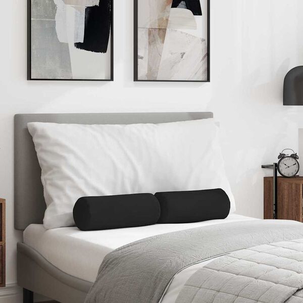 vidaXL Bolsterkuddar 2 pcs Svart &Oslash; 15 x 40 cm Mikrofiber Tyg