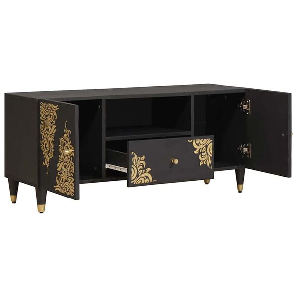 vidaXL TV-sk&aring;p med l&aring;da Svart 105 x 33 x 46 cm Massivt mangotr&auml;