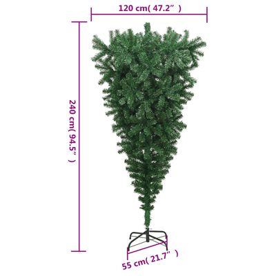 vidaXL Uppochnedvänd plastgran med stativ grön 240 cm
