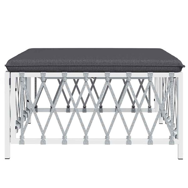 vidaXL Trädgårdspall vit med dyna vävt tyg