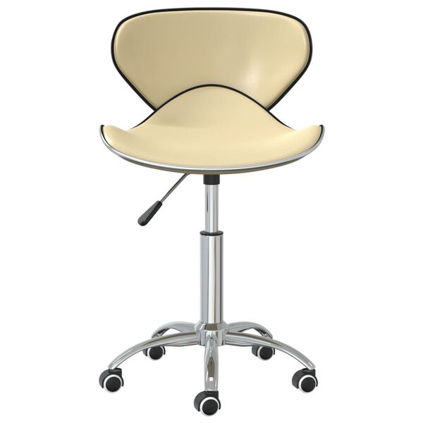 vidaXL Snurrbara matstolar 4 st gräddvit konstläder