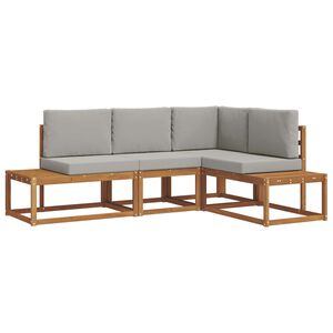 vidaXL Utomhussoffset med kudde 4 Stycke Naturlig och Ljus Gr&aring;